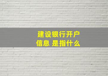 建设银行开户信息 是指什么